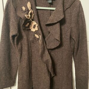 Cynthia Rowley Chocolate Wool Cardigan